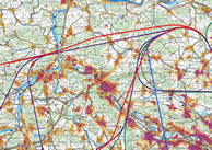 Karte mit Optimierung der Flugroute Lengnau